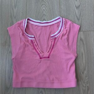 Pink Ribbed Crop Top